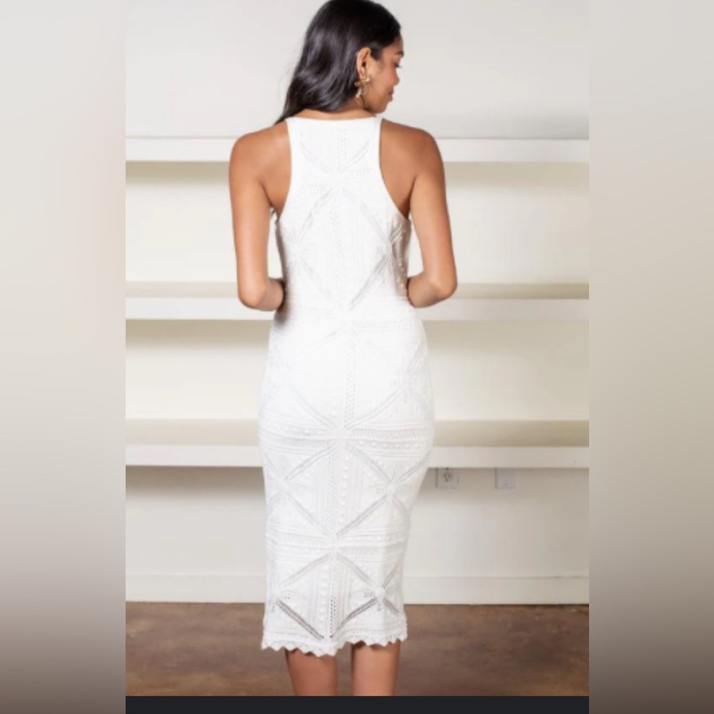 525 America Fauxchet Halter Knit Dress, XS - Picture 3 of 12